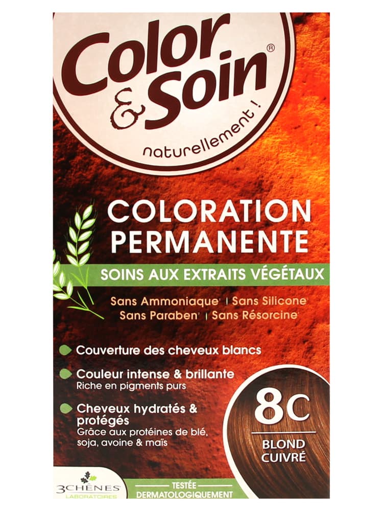 Les 3 Chênes Color & Soin Coloration Permanente Extraits Végétaux Sans Ammoniaque - Coloration : Blond Cuivre : 8C